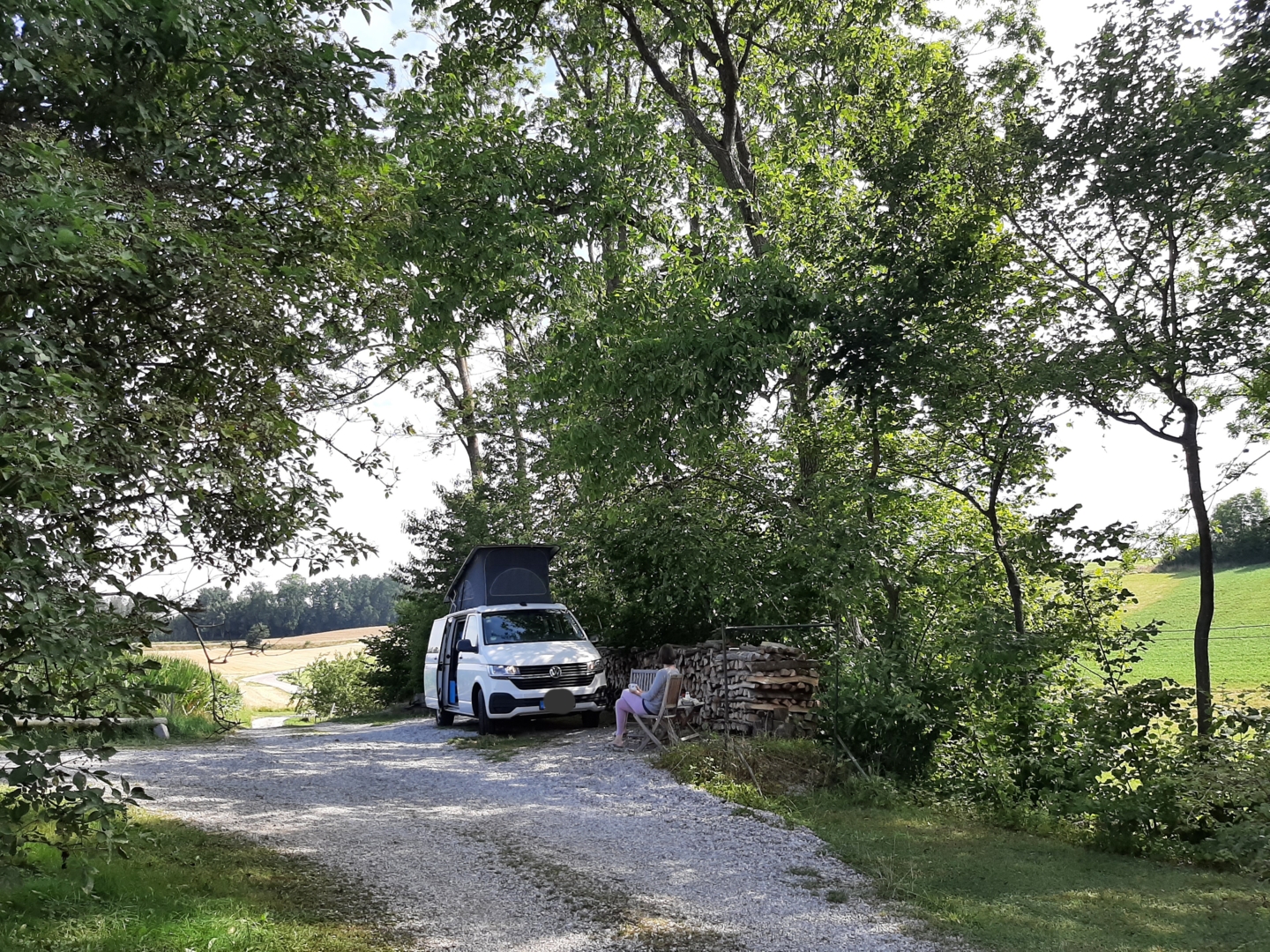 Green farm parking space in the Munich area