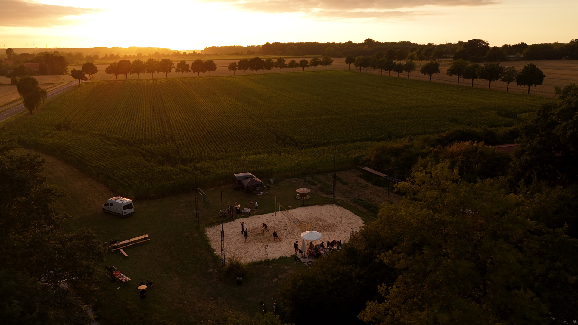 Natural pitch with beach volleyball court