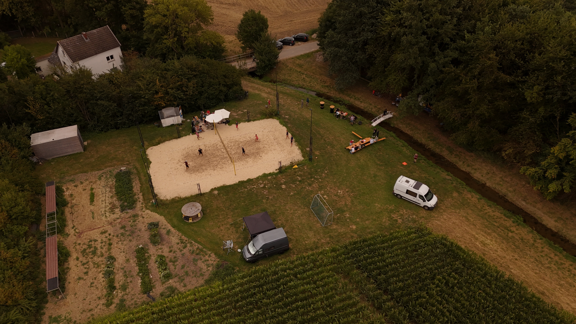 Natural pitch with beach volleyball court