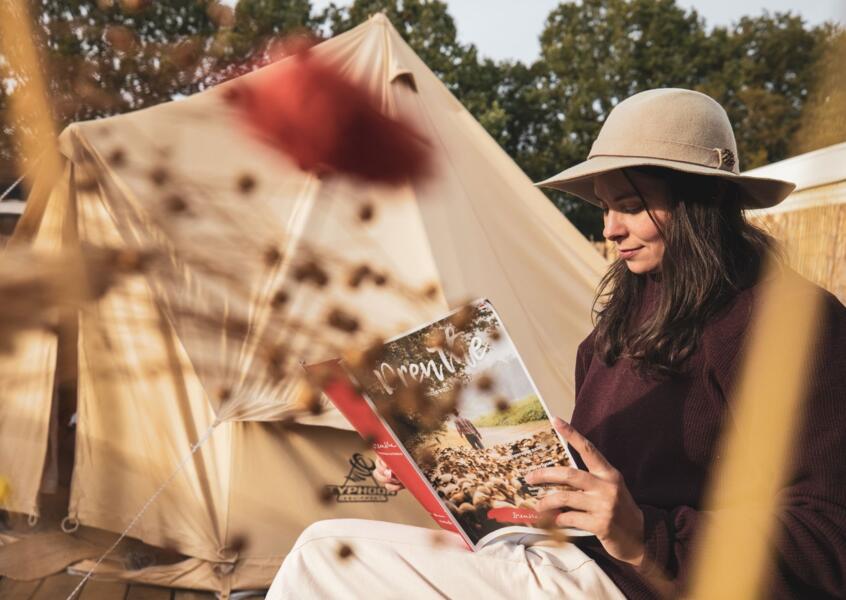 Camperplek, met glampingtent en outdoor sauna, Drenthe